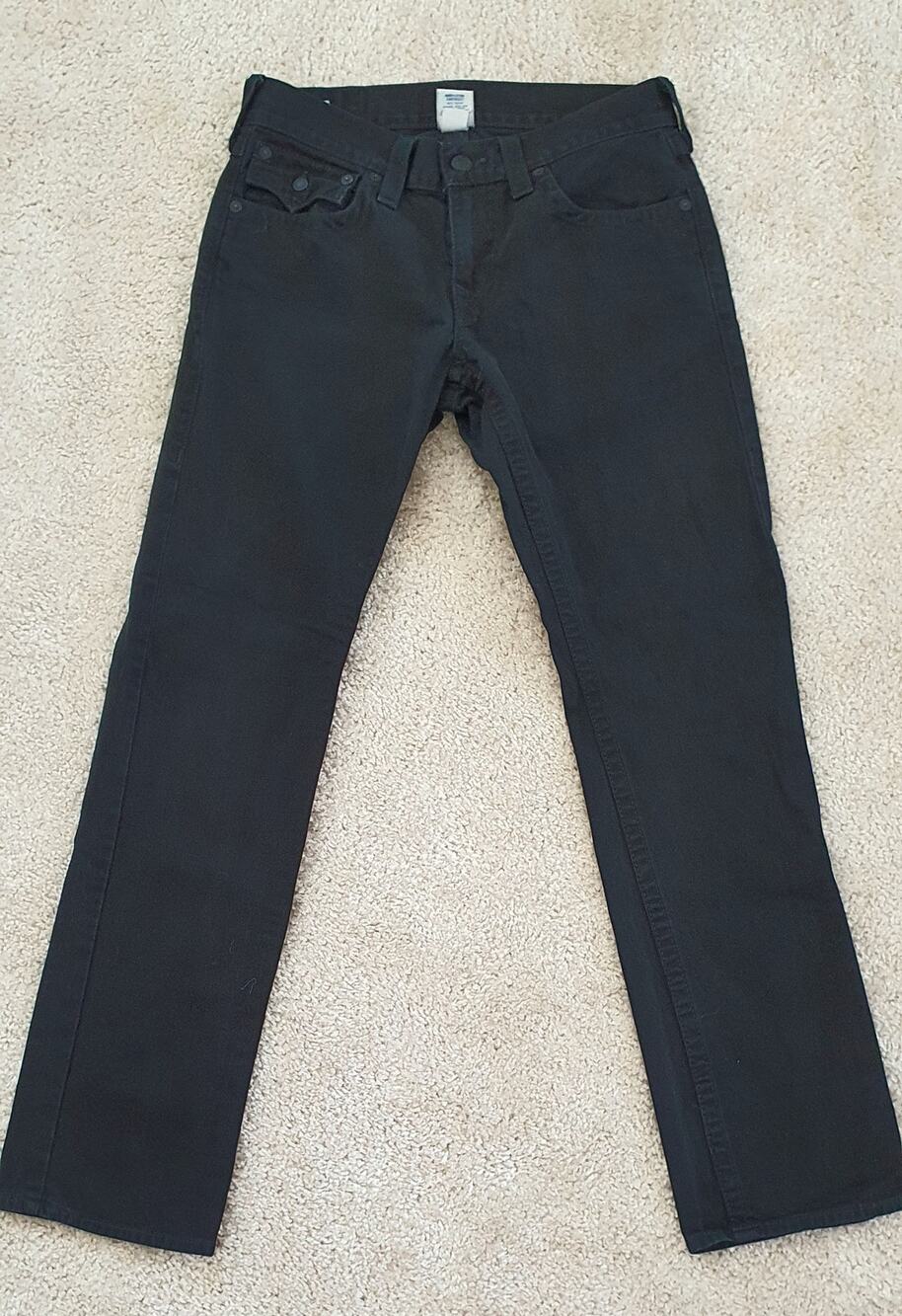 True Religion Straight Leg Denim Jeans Women's Size 32 Black Vintage Y2K